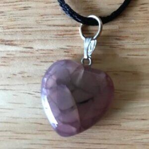 Purple Druzy  Geode Agate Heart Pendant Gemstone Necklace